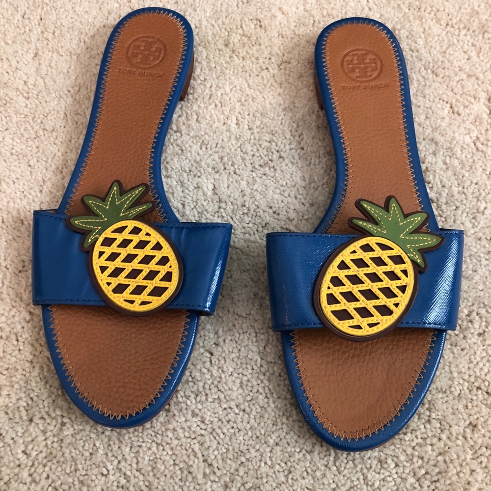 Tory Burch Blue Pineapple Sandals